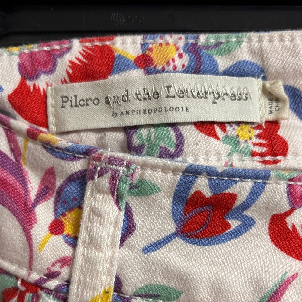 Pilcro and the Letterpress White Floral Print Skinny Jeans Like New - Picture 2 of 13